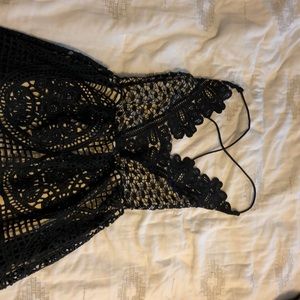 Black lace overlay dress